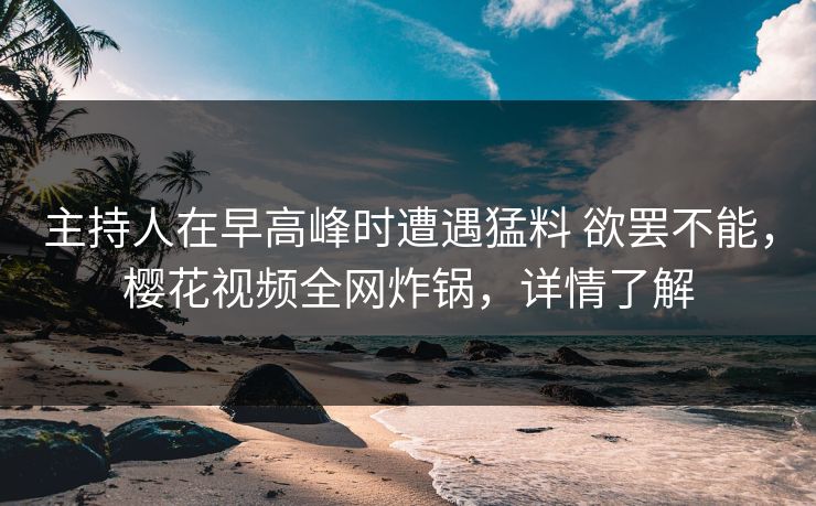 主持人在早高峰时遭遇猛料 欲罢不能，樱花视频全网炸锅，详情了解